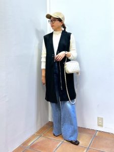 40代　50代　ワイドデニム　デニム　ジレ