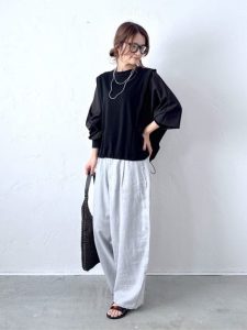 出典：ma28matsuya ONLINE40代・50代　春夏　シャツ・チュニック　体型カバー　涼しげ　カジュアル　コーデ