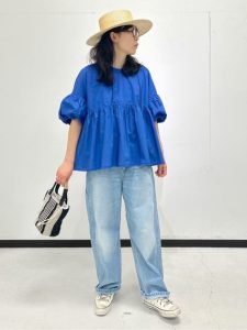 40代・50代　春夏　シャツ・チュニック　体型カバー　涼しげ　カジュアル　コーデ